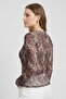 Women Round Neck Long Sleeve Animal Print Top, Multicolor - 3