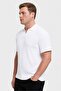 Men Regular Fit Ribbed Short Sleeve Polo Shirt, White - 3
