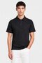 Men Regular Fit Textured Short Sleeve Polo Shirt, Black