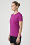 Women Fitted Short Sleeve Training T-Shirt, Purple - 2