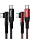 فاسجير كيبل USB C الى USB C، عبوتان 3 متر 60 واط (3 متر، اسود) | كيبل USB 2.0 نوع سي بي دي، 90 درجة،