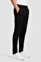 Men Regular Fit Textured Straight Leg Pants, Black - 3