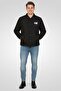 Jeans Men Brand Logo Long Sleeve Jacket Shirt, Black