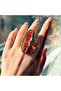 Zultanite Color-Changing Ring Under Different Lighting, Gold-Plated Copper Open Statement Ring, 11 × 45 mm - 8