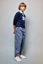 Oversized Shirt Collar College Printed Navy Blue Sweatshirt for Boys H9832A826Au - 2
