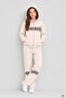 Cream Girls' Printed Sequined Cardigan Wide-Leg Hooded Tracksuit Set 24675 - 3