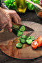 Glass Cutting Board and Presentation Tray Round Old Wood Patterned 30X30 cm - 4