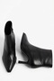 Women's Black Leather Pointed Toe Thin Heeled Short Boots - 2