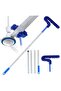 Extendable Window Cleaning Squeegee with Microfiber Duster, 140cm Long Handle, 22cm Wide Head, Flexible Bendable Design for High Windows, Glass, Mirrors, Ceilings, and Hard-to-Reach Areas