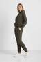 Women's Khaki Two-Thread Comfortable Hooded Striped Tracksuit Set - 77755 - 2