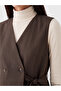 Two Mt Shop Quality Lcw Studio Brown Gabardine Plain Women's Classic Vest - 3