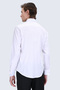 White Comfort Fit Slim Collar 100% Cotton Long Sleeve Groom's Shirt - 5