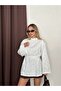Women's Brode Embroidered Lined Blouse with Tie Detail - 3