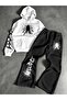 Unisex Men's and Women's Spider Printed Oversize 3 Thread Hooded Baggy Bottom Tracksuit Set