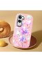 Vivo Y19/Y19E Compatible Shock-Absorbing Camera Protected Pink Silicone Case Floral Print - 2