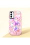 Samsung Galaxy A14 4G/5G Compatible Shock-Absorbing Camera Protected Pink Silicone Case Floral Print