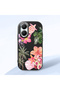 Poco X7 Pro Compatible Shock-Absorbing Camera Protected Black Silicone Case Floral Print
