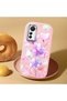 Mi 12 Lite Compatible Shock-Absorbing Camera Protected Pink Silicone Case Floral Print - 2