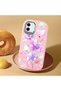Pink Silicone Case with Shock-Absorbing Camera Protections Compatible with iPhone 12/12 Pro Floral Print - 2