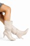 Women's Pull-On Boots Pointed Toe Beige Skin Bellows Boots Heel Height 8 cm - 2