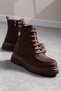 Women's Mc Accessory Detailed Lace-Up and Zippered Thick Non-Slip Sole Boots & Booties