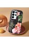 Samsung Galaxy S25 Ultra Compatible Shock-Absorbing Camera Protected Black Silicone Case Floral Print - 2