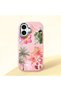 iPhone 16 Compatible Shock-Absorbing Camera Protected Pink Silicone Case Floral Print