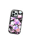iPhone 13 Pro Compatible Shock-Absorbing Camera Protected Black Silicone Case Floral Print - 3