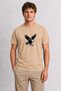 Men's Cream Halftone Eagle Poster Graphic Printed Regular Fit 100% Cotton T-Shirt
