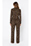 Women's seasonal suede long sleeve open leopard print pajama set - 4