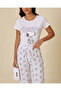 Women White Printed Character Pyjama Set - 4