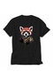 Women's Adventure Loving Red Panda Print Design with Back Print - Black - 4