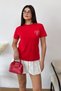 Women's crew neck amore heart print t-shirt - red - 26y 1111 - 3