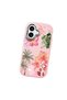 iPhone 16 Compatible Shock-Absorbing Camera Protected Pink Silicone Case Floral Print - 3