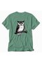 Women's Modern Striped Owl Art Print Back Printed - Green - 4