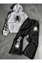 Unisex Men's and Women's Spider Printed Oversize 3 Thread Hooded Baggy Bottom Tracksuit Set