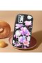 Samsung Galaxy A21S Compatible Shock-Absorbing Camera Protected Black Silicone Case Floral Print - 2