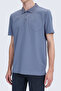 Indigo Regular Fit 100% Cotton Polo Collar Mercerized T-Shirt - 4