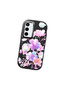 Samsung Galaxy S23 Fe Compatible Black Silicone Case with Shock-Absorbing Camera Protections Floral Print - 3
