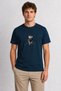 Men's Vintage Owl Printed Poster - Navy Blue