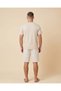 Men Beige T-Shirt & Striped Shorts Set - 2
