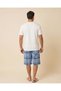 Men White T-Shirt And Blue Check Shorts Set - 2
