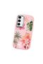 Samsung Galaxy S23 Fe Compatible Shock-Absorbing Camera Protected Pink Silicone Case Floral Print - 3
