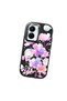 Vivo Y16/Y02S Compatible Shock-Absorbing Camera Protected Black Silicone Case Floral Print - 3