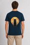 Men's Retro City Escalator Graphic - Back Print - Navy Blue