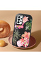 Samsung Galaxy A52/A52S Compatible Black Silicone Case with Shock-Absorbing Camera Protections Floral Print - 2