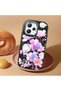 Redmi 12 4G/5G Compatible Black Silicone Case with Shock-Absorbing Camera Protections Floral Print - 3
