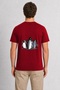 Men's Hand Drawn Penguin Family Back Print - Red