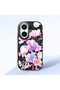 Vivo X200 Fe Compatible Shock-Absorbing Camera Protected Black Silicone Case Floral Print