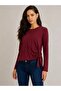 Women's Burgundy Side Ruched Detailed Long Sleeve Blouse – Stylish and Elegant Design